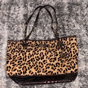 Anne Klein Leopard Print Tote with Black Trim